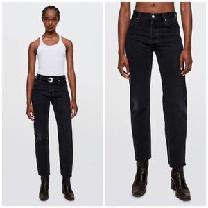 NWT RE/DONE × LEVI'S 70s Ultra High Rise Stove Pipe Straight Jeans Jet Black 29